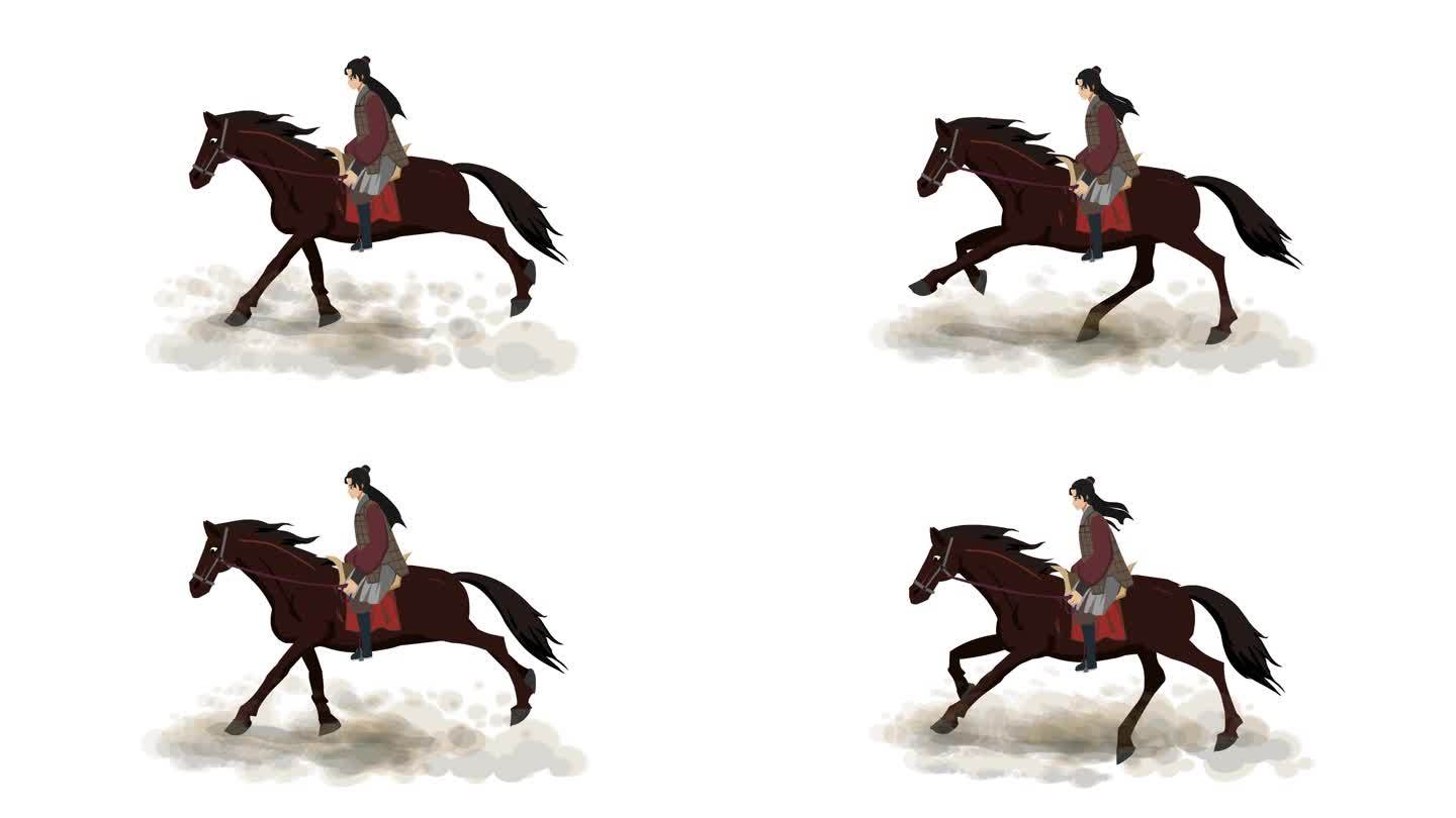 flash动画 古代士兵骑马奔跑 骑马