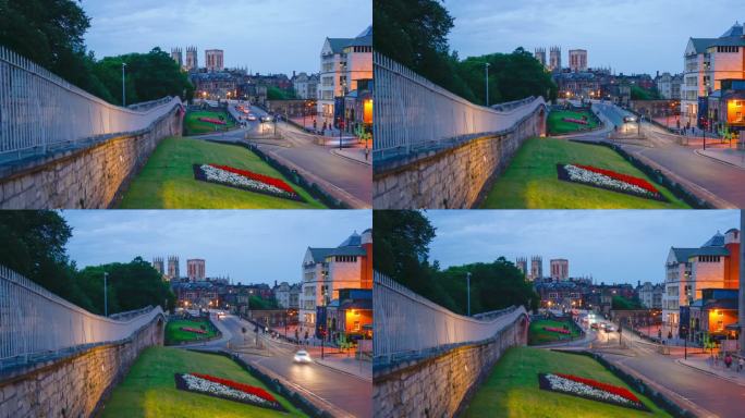 英国约克市的约克明斯特（York Minster）用摇摄和变焦进行时间流逝