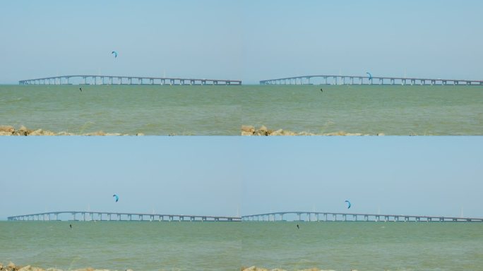 福斯特城的风筝板风筝板海上冲浪跨海大桥