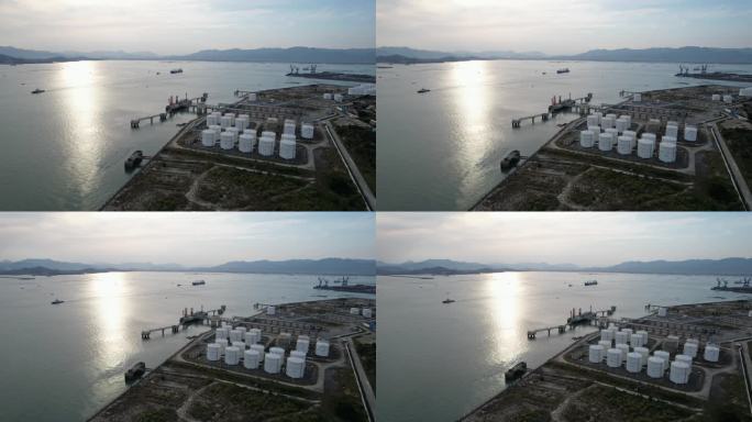 海港LNG商业码头的高角度视图