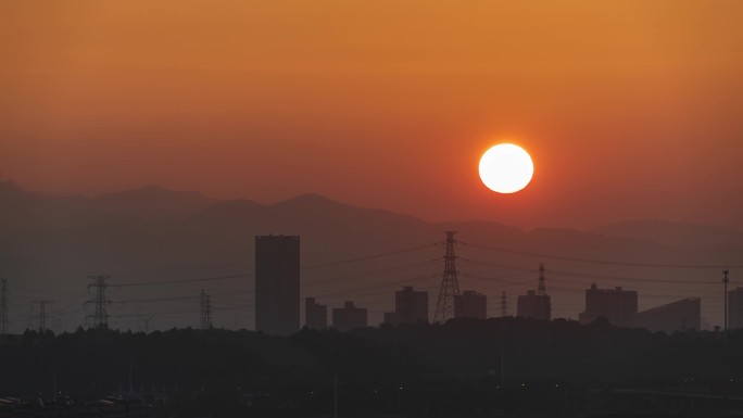 浙江东阳城市日出延时摄影