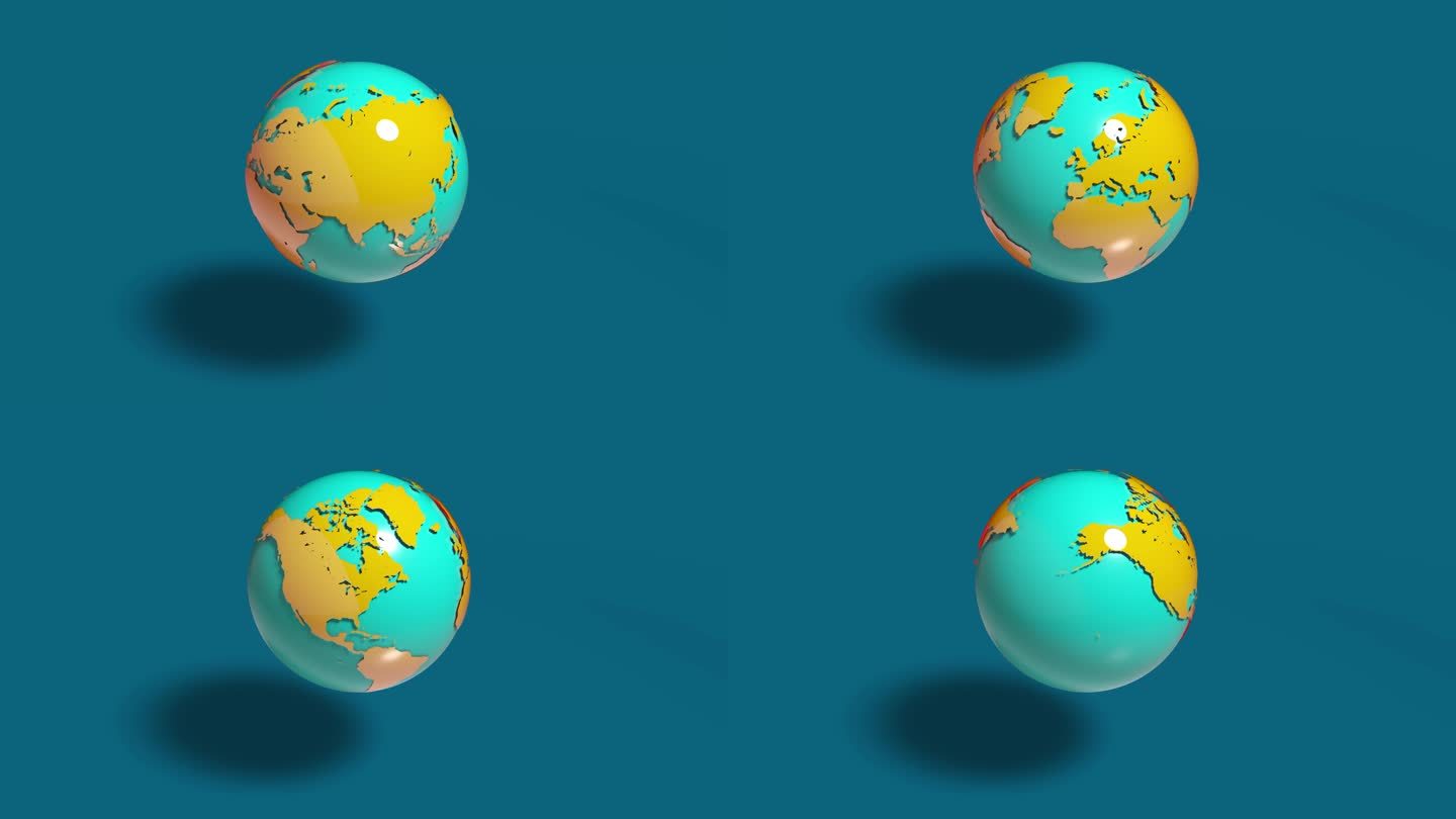 三维卡通3D透明通道旋转地球可换背景阴影
