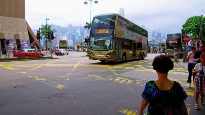 香港尖沙咀梳士巴利道街道马路4K老视频