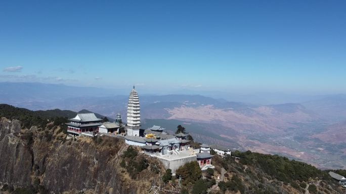 云南佛教圣地大理鸡足山航拍