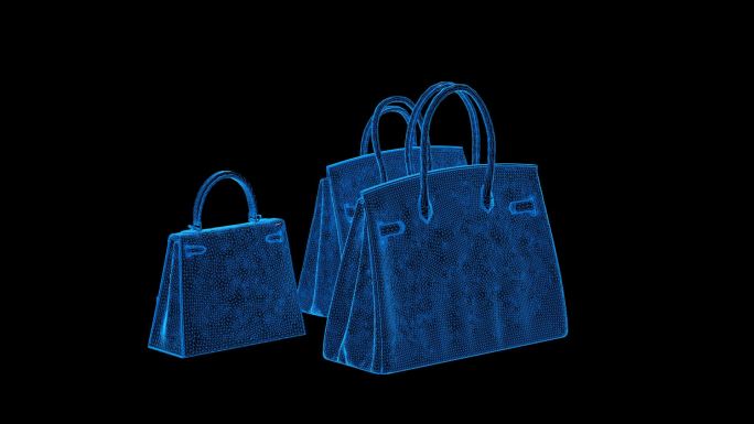 蓝色科技线条女士手提包透明通道素材