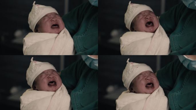 哭泣的新生婴儿