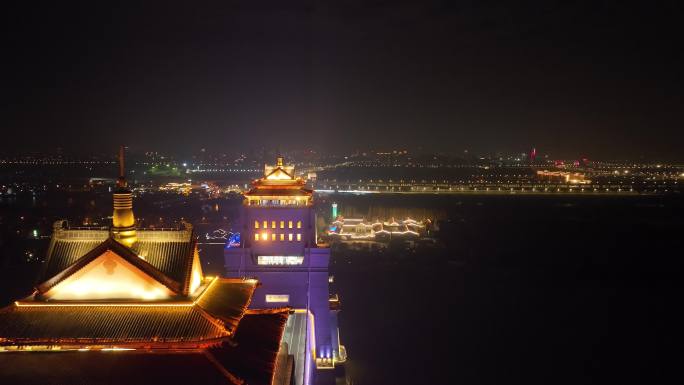 航拍扬州万福大桥夜景（御3哈苏色彩）