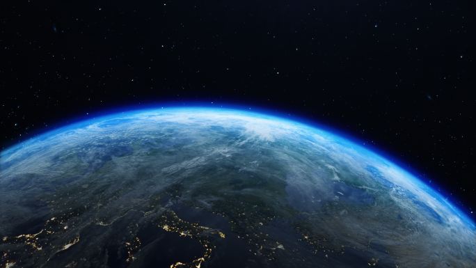 在太空特写镜头中，地球围绕其轴线旋转，来自太空4k股票视频的地球