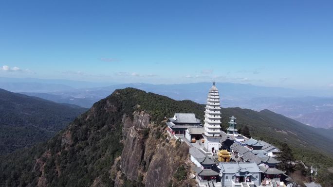 云南佛教圣地大理鸡足山航拍