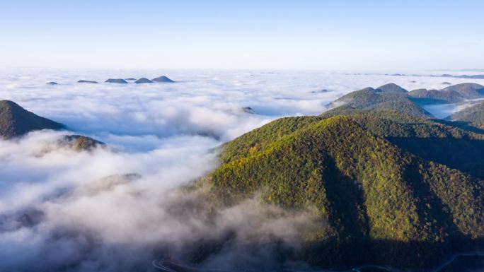 武陵山区航拍云海延时4K