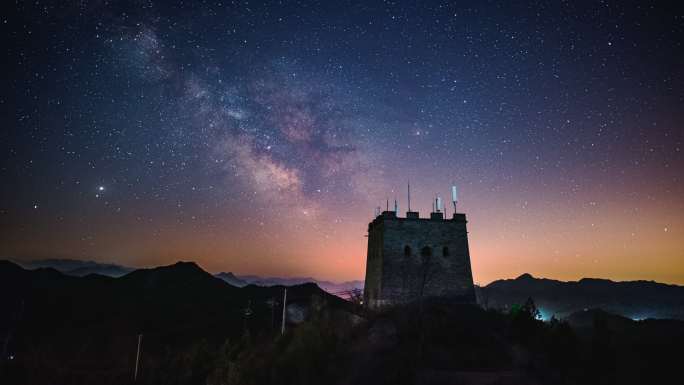 北京密云古北口长城银河星空延时长城星空