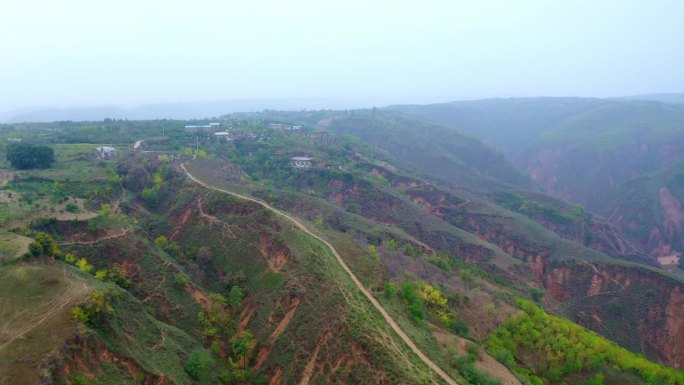 陕北延安航拍沟壑纵横的黄土高原