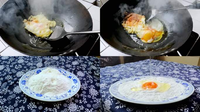 鸡蛋煎蛋糯米面美食制作