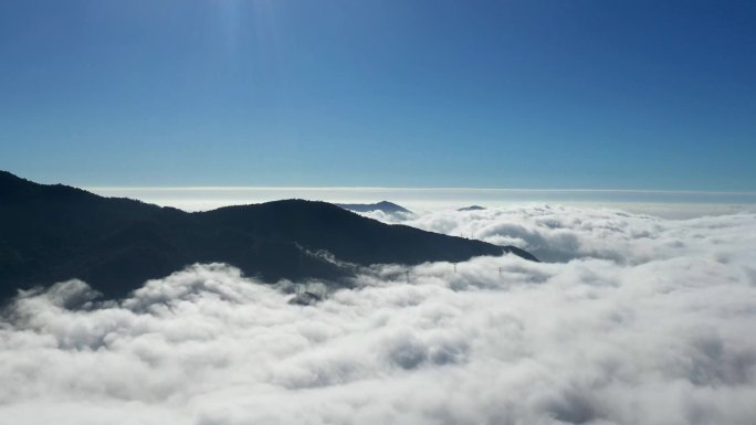 山峰云海延时航拍山水自然风光