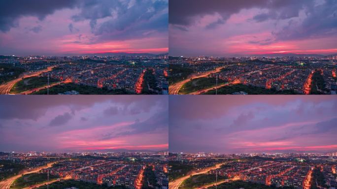 义乌江东夏季城市夜空云彩延时摄影