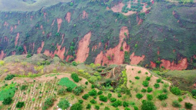 陕北延安黄土高原地貌航拍