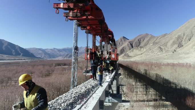 4K西藏铁路建设航拍