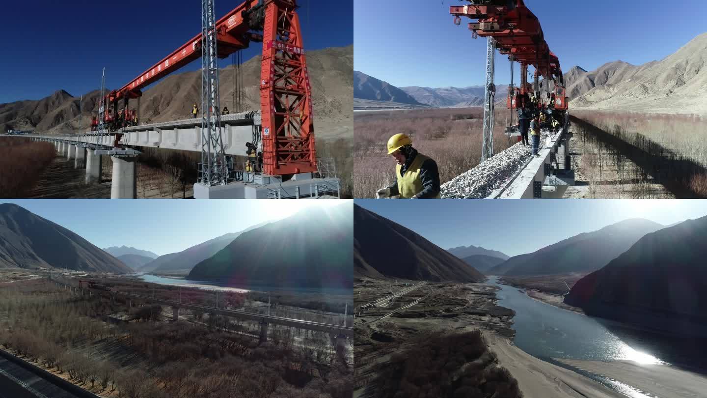 4K西藏铁路建设航拍