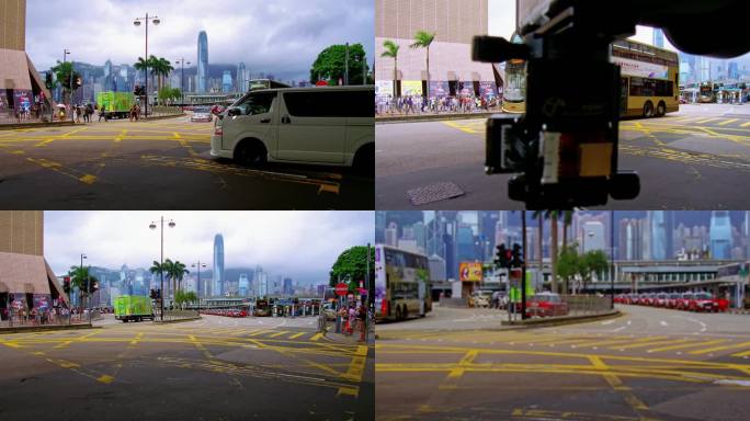 香港尖沙咀梳士巴利道街道行人过马路老视频