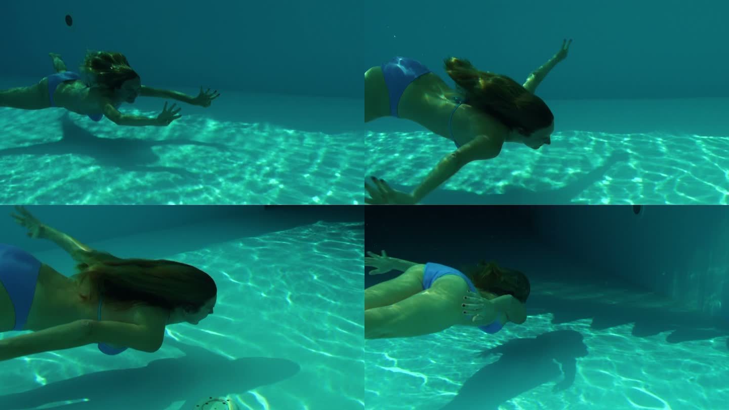 在水下游泳美女泳池美女游泳水下摄影