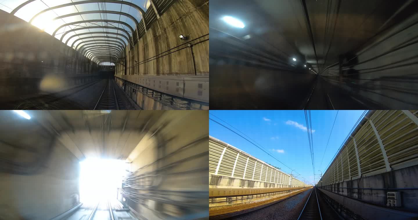 实拍地铁驶入驶出隧道视频素材