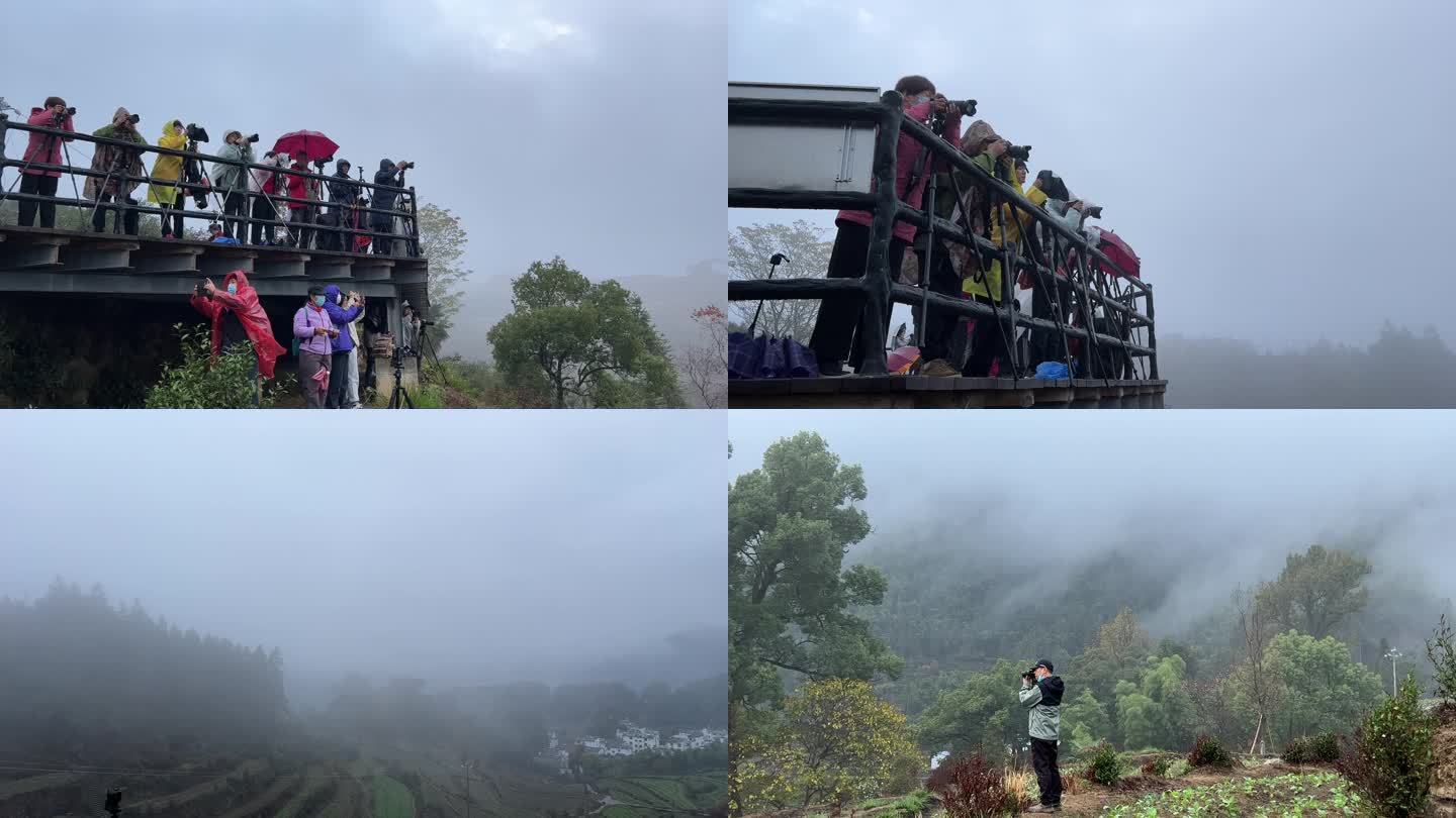 阴雨天摄影师户外采风拍照