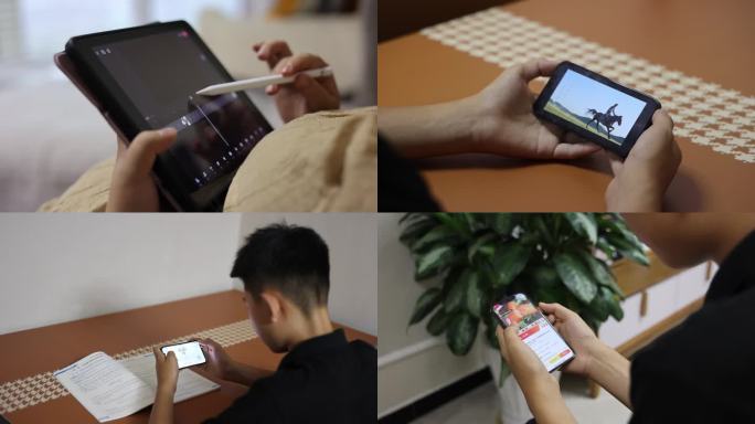 【合集】学生写作业玩手机看短视频