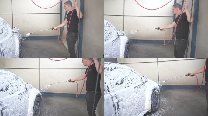 洗车时使用活性泡沫使汽车变白