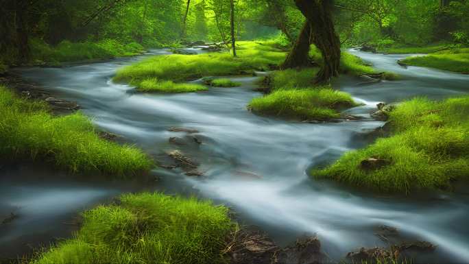 森林溪流 唯美自然