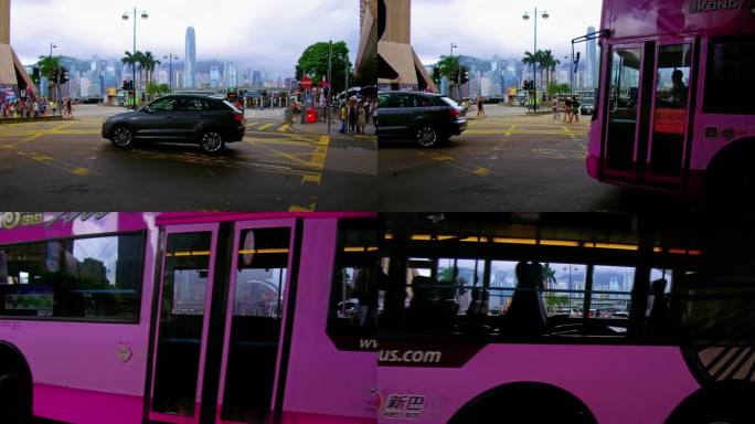 香港梳士巴利道广东道公交车巴士过马路