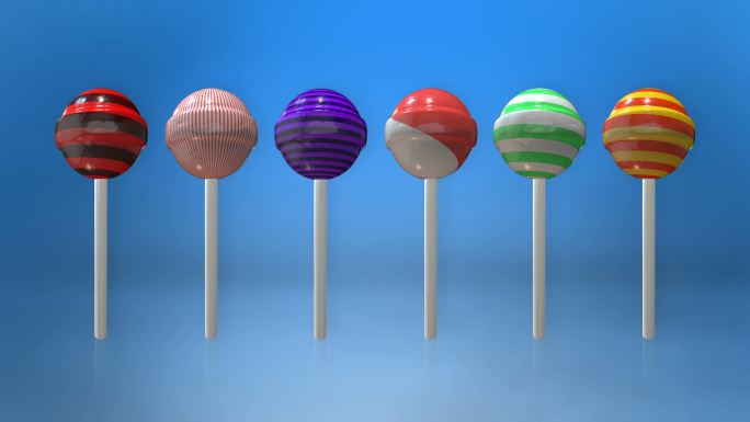 彩色棒棒糖动画循环与亮度哑光组合