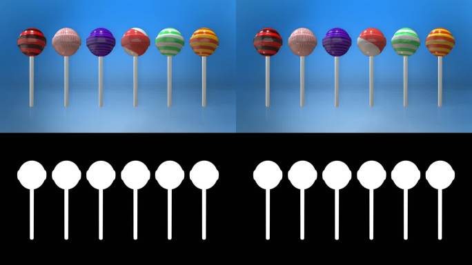 彩色棒棒糖动画循环与亮度哑光组合