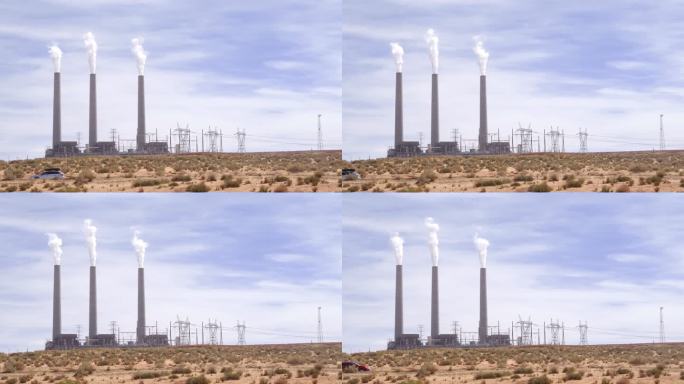 美国亚利桑那州佩奇热电厂烟囱塔的烟雾