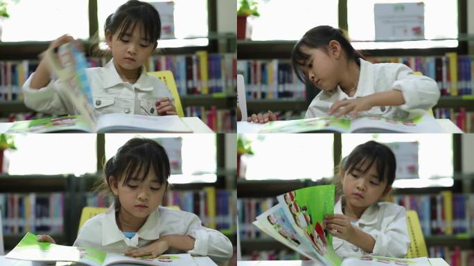中镜头小女孩在看书。