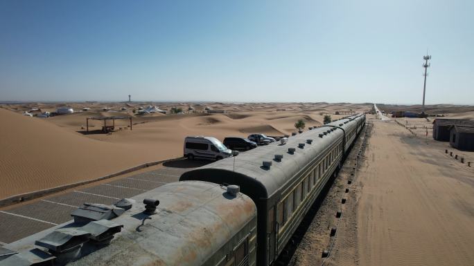 沙漠铁路 包兰铁路 航拍 沙漠治沙 中卫