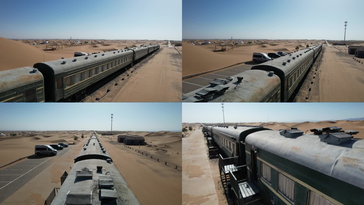 沙漠铁路 包兰铁路 航拍 沙漠治沙 中卫