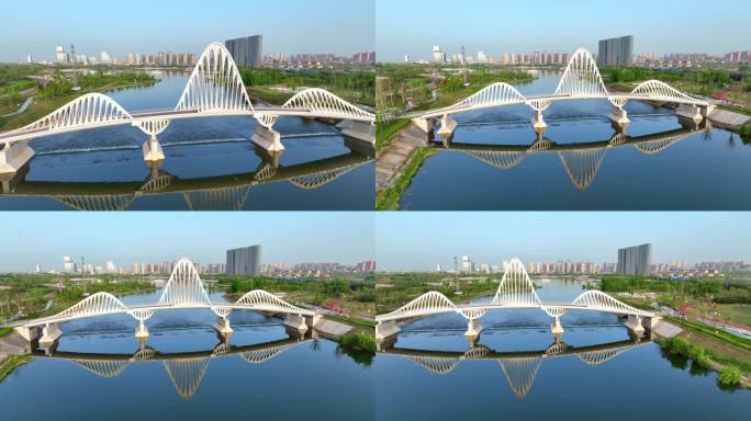 西安西咸新区沣东新城航拍平沙落雁桥
