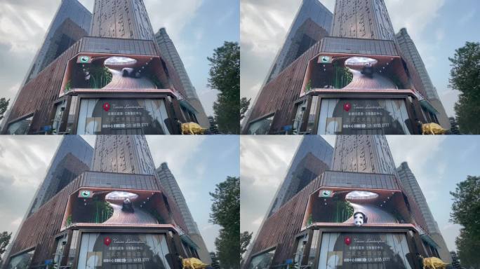 城市商业街裸眼3DLED高亮屏幕熊猫广告