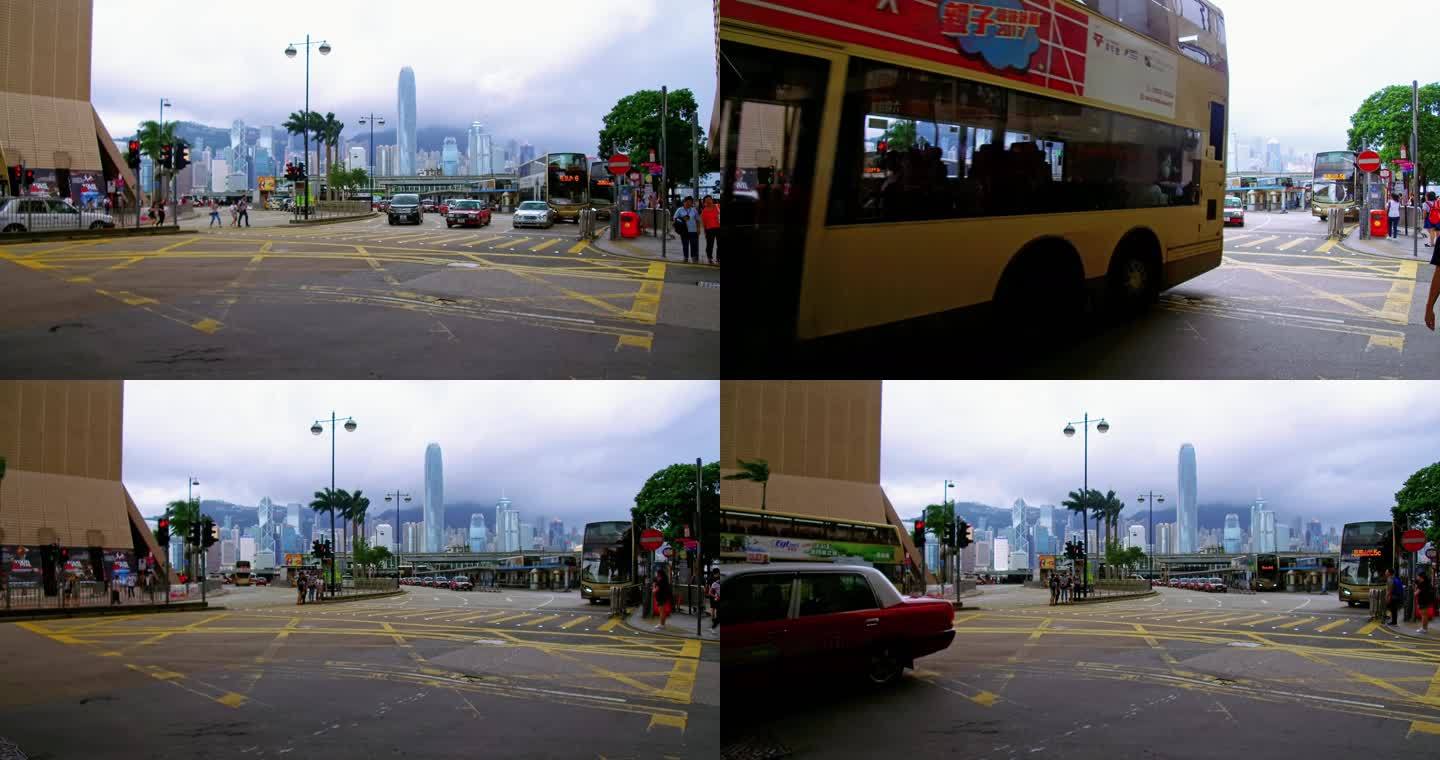 香港尖沙咀梳士巴利道街道行人车辆过马路