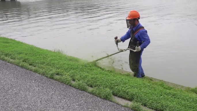 工人修理草地