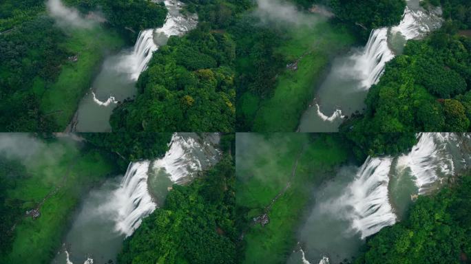 中国贵州安顺黄果树瀑布鸟瞰图。