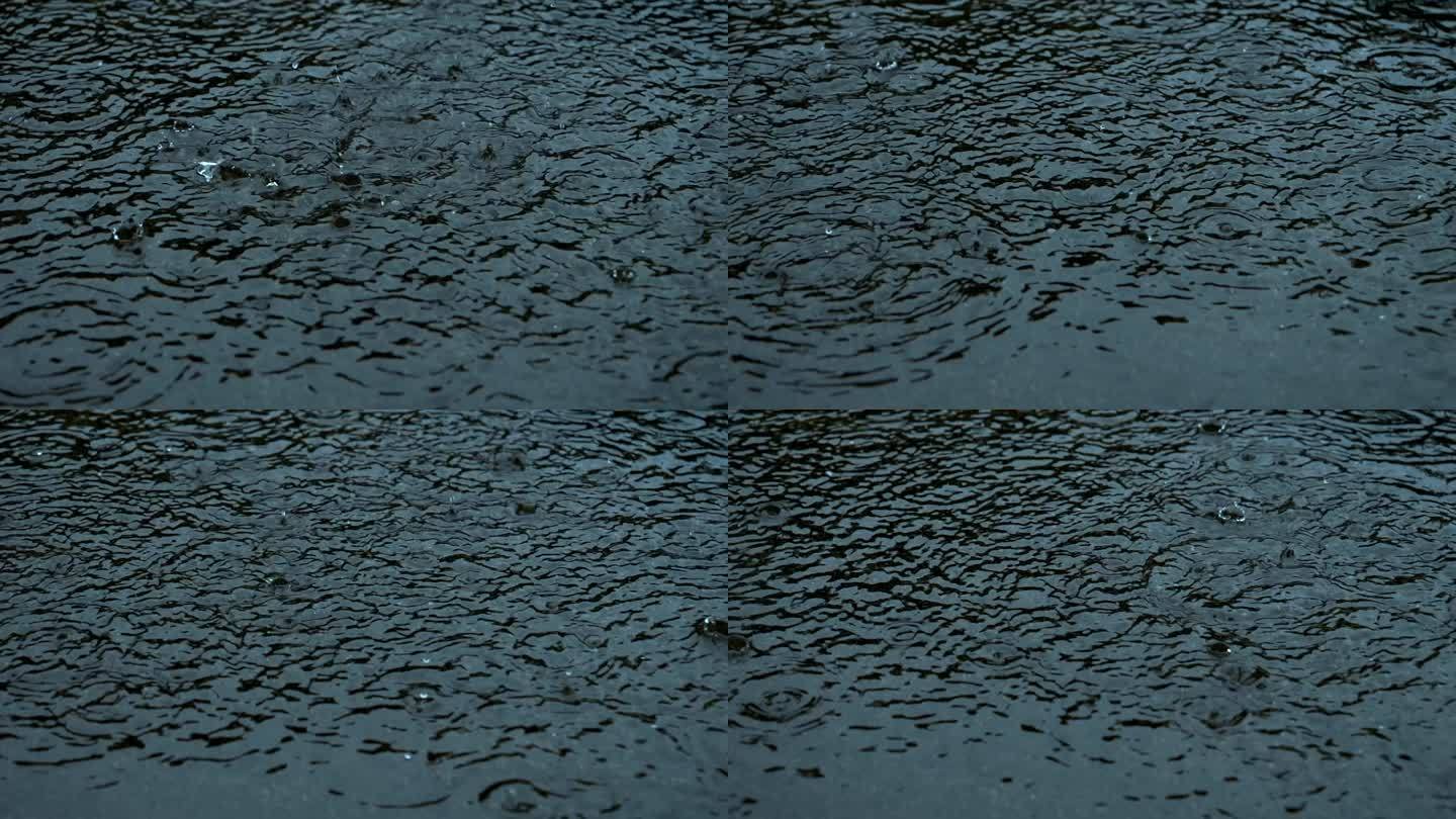 雨季 下雨 雨滴 雨水落在地面上
