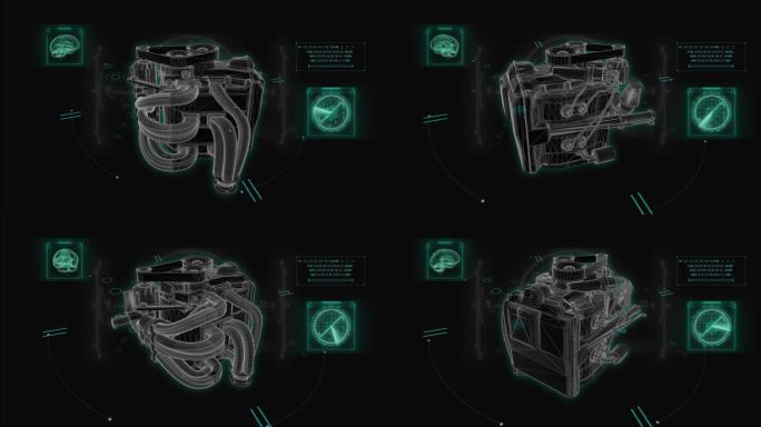 HUD科技界面电机转子展示素材