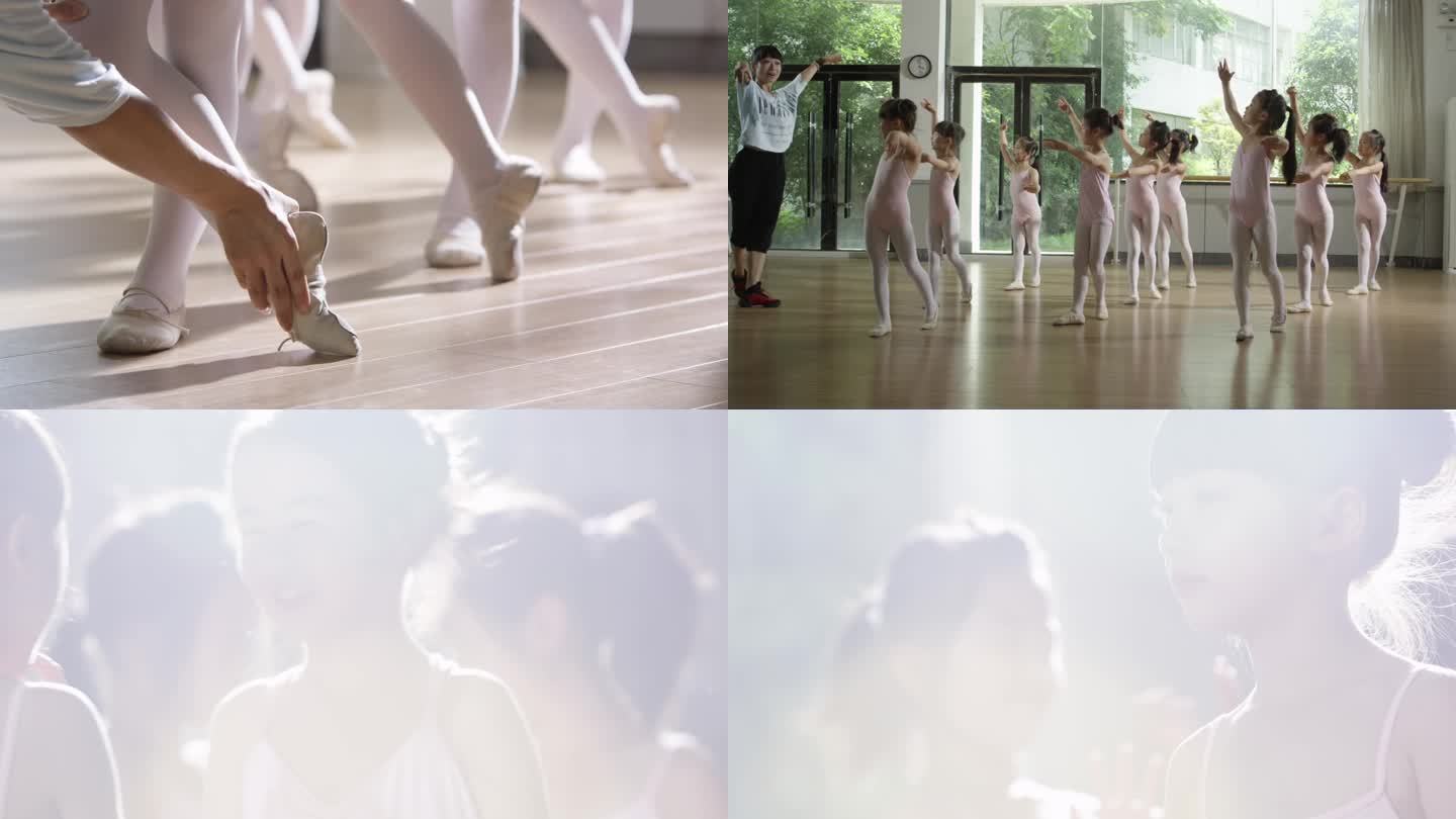 老师教孩子跳芭蕾舞