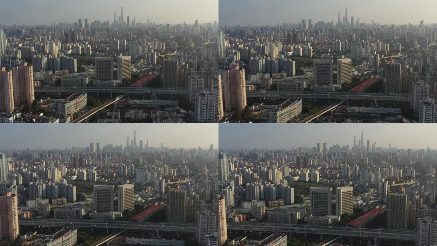 4K原素材-上海虹口区城市全景