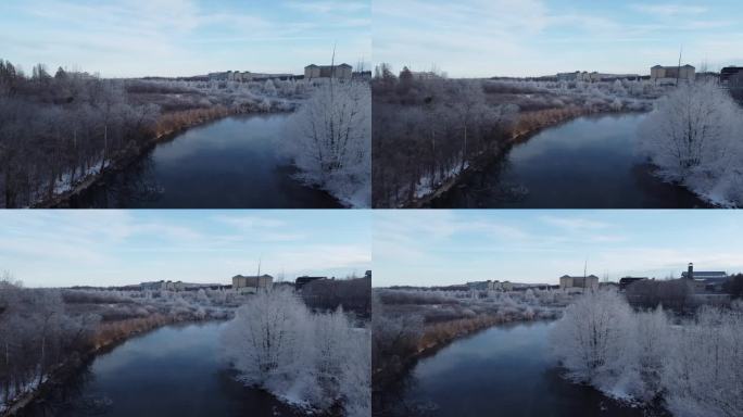 吉林二道白河魔界漂流，航拍冰河雪景