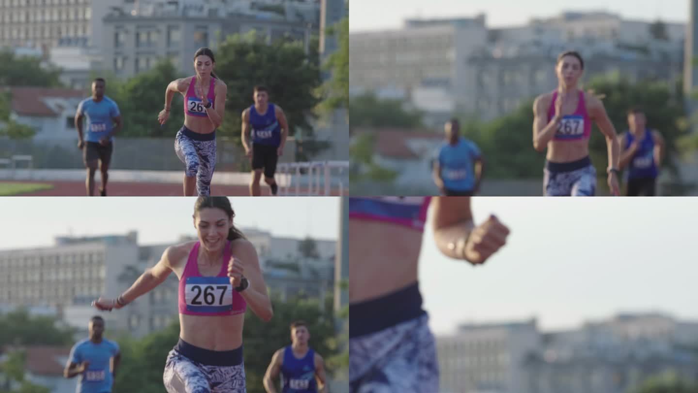 田径运动员男女奔跑女人