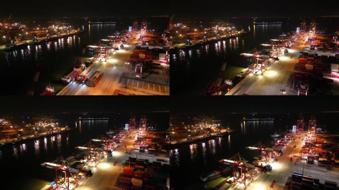 2022广州港夜景夜晚港口码头