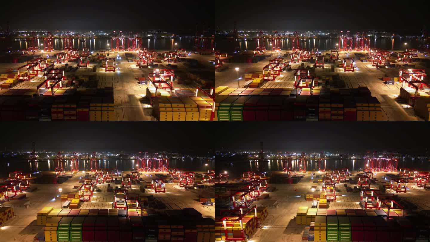 广州港夜景大湾区夜晚港口码头