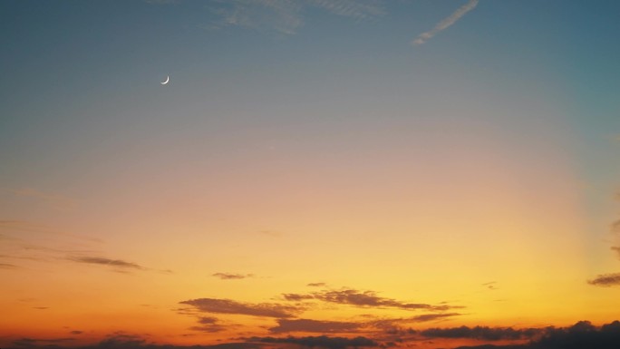 天空唯美浪漫晚霞傍晚彩色天黑延时日转夜